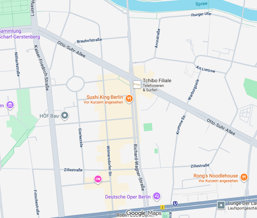 Standort von Sushi King Berlin in Charlottenburg